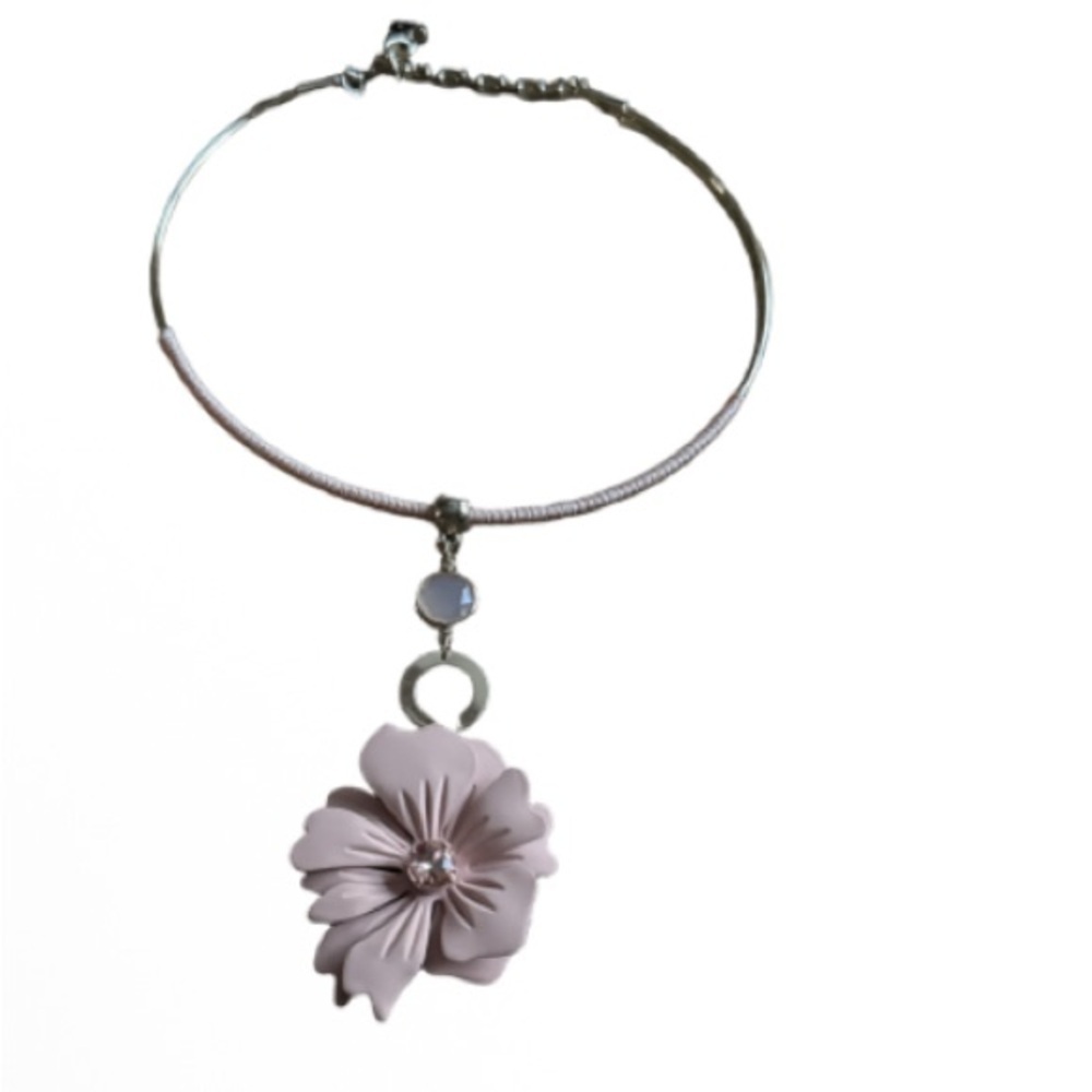 1946 Elegant Pink Floral Pendant choker Necklace